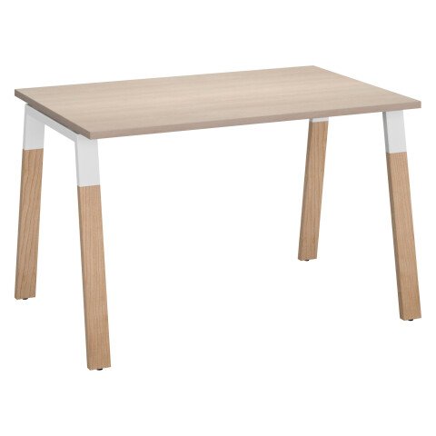 Mesa recta Ecla An 120 x Fon 80 cm patas metal y madera roble claro