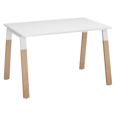 Mesa recta Ecla An 120 x Fon 80 cm patas metal y madera blanco