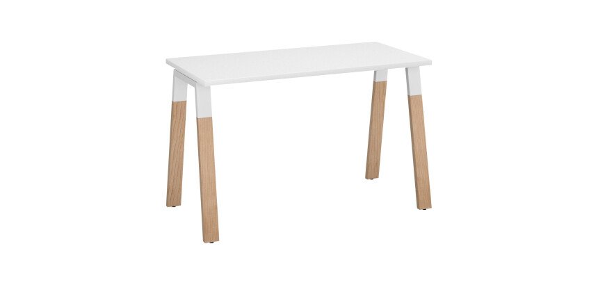 Bureau droit indivuduel L 120 x P 60 cm piétement bois métal - Arch