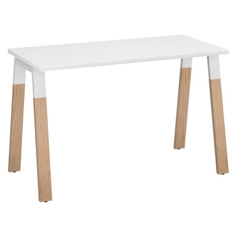 Mesa recta Ecla An 120 x Fon 60 cm patas metal y madera blanco