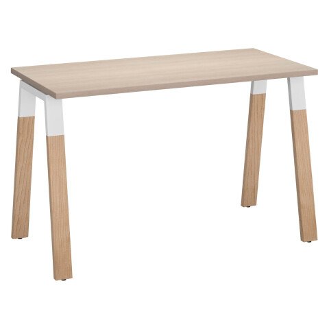 Mesa recta Ecla An 120 x Fon 60 cm patas metal y madera roble claro