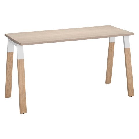 Mesa recta Ecla An 140 x Fon 60 cm patas metal y madera roble claro
