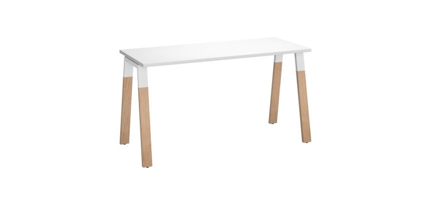 Bureau droit individuel L 140 x P 60 cm piétement bois métal - Arch