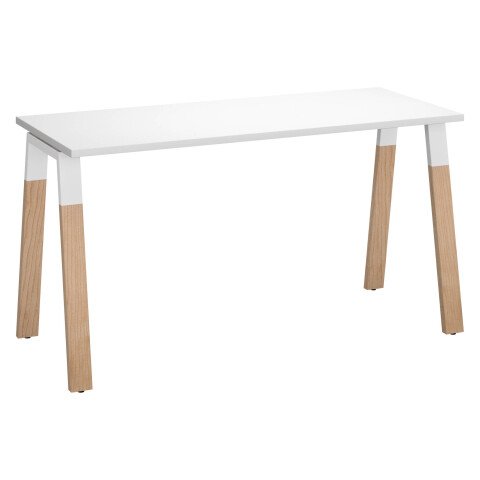 Mesa recta Ecla An 140 x Fon 60 cm patas metal y madera blanca