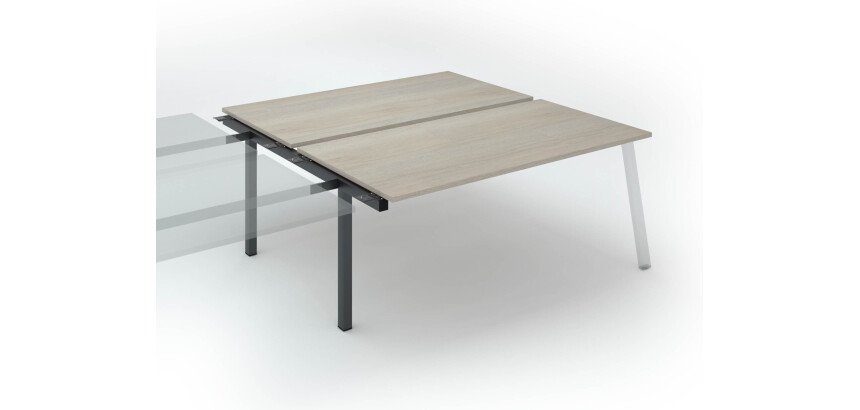 2-Schreibtisch-Einheit ECLA Tiefe 166 cm Metallgestell - folgendes Element