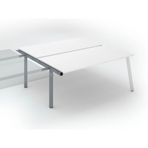 Conjunto de 2 mesas Ecla blancas An 180 x Fon 80 cm patas metal aluminio- elemento siguiente