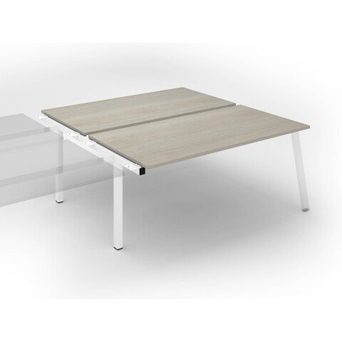 Conjunto de 2 mesas Ecla roble gris An 180 x Fon 80 cm patas metal blancas- elemento siguiente