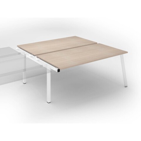Conjunto de 2 mesas Ecla roble claro An 180 x Fon 80 cm patas metal blancas- elemento siguiente