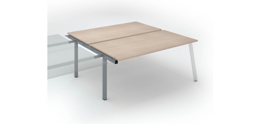 Pôle de 2 bureaux droits chêne clair L 180 x P 166 cm, piétement métal - Arch- Elément suivant