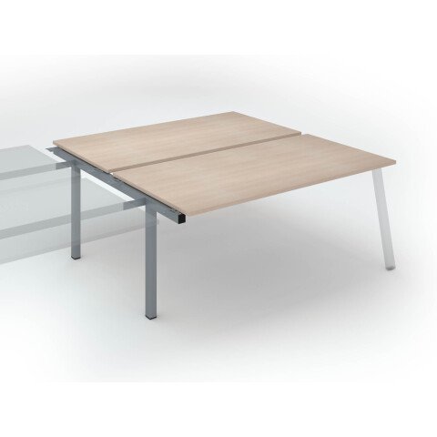 Conjunto de 2 mesas Ecla roble claro An 180 x Fon 80 cm patas metal aluminio- elemento siguiente