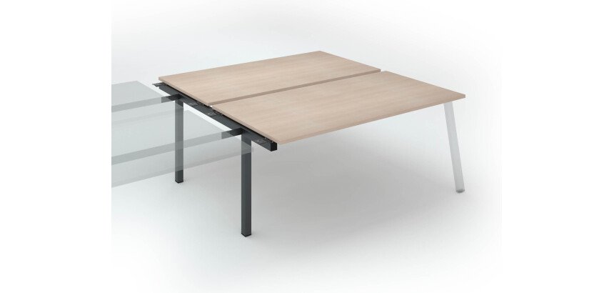 Pôle de 2 bureaux droits chêne clair L 180 x P 166 cm, piétement métal - Arch- Elément suivant