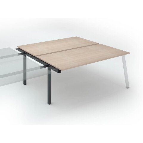Conjunto de 2 mesas Ecla roble claro An 180 x Fon 80 cm patas metal antracita- elemento siguiente
