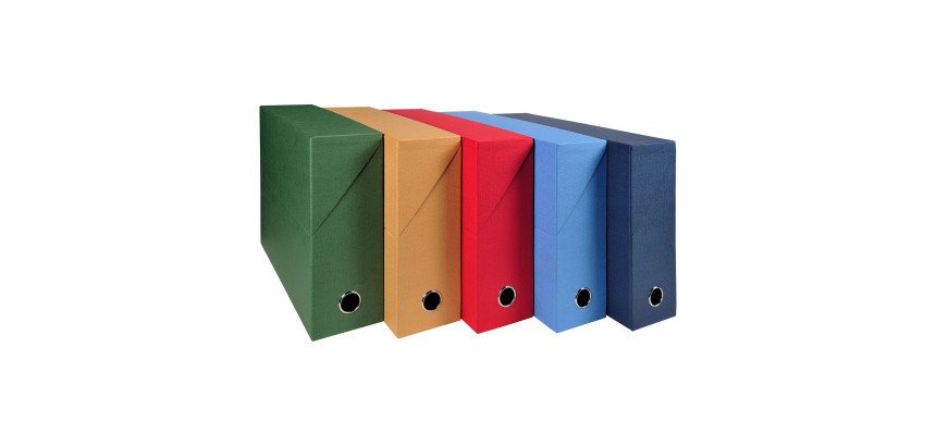 Boîte de classement carton toilé Exacompta dos 9 cm assorties