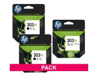HP 303 XL pack 2 cartridges high capacity black + colors for inkjet printer 