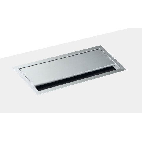 Tapa pasacables metálica Aluminio rectangular An. 24 x Fon 10 cm para mesa Ecla