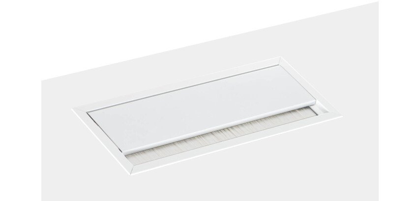 Tapa pasacables metálica rectangular An. 24 x Fon 10 cm para mesa Ecla 