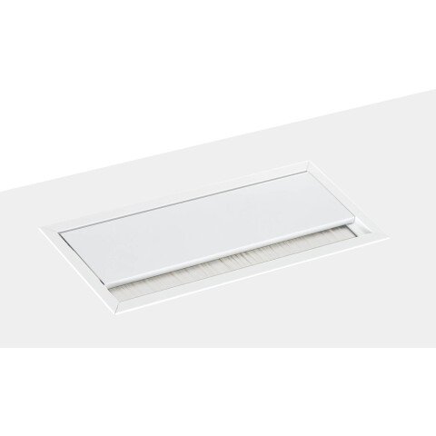 Tapa pasacables metálica Blanca rectangular An. 24 x Fon 10 cm para mesa Ecla