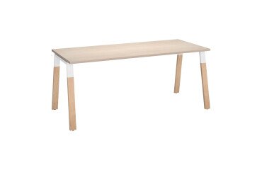 Rechte werkpost ECLA  D 80 cm onderstel in metaal en hout