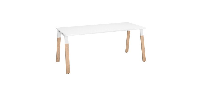 Bureau droit individuel L 180 x P 80 piétement bois métal - Arch