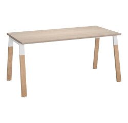 Scrivania dritta Ecla gambe in legno