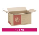 Pack 10 +10 moving boxes Bruneau brown kraft double undulated W 55,5 x D 33 x H 30 cm