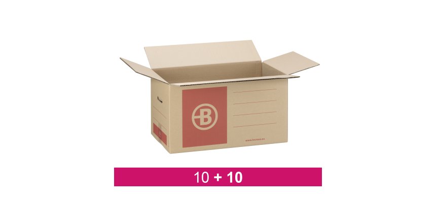 Pack 10 +10 moving boxes Bruneau brown kraft double undulated W 55,5 x D 33 x H 30 cm
