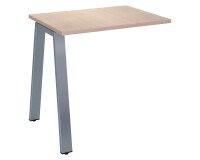 Retour bureau chêne clair 80 x 60 cm, piétement métal aluminium – Arch