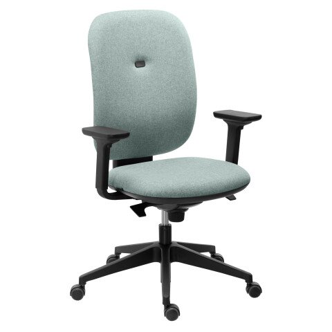 Silla de oficina Alia verde tejido con reposabrazos 1D
