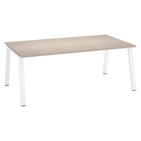 Mesa manager Ecla roble claro patas metal blancas
