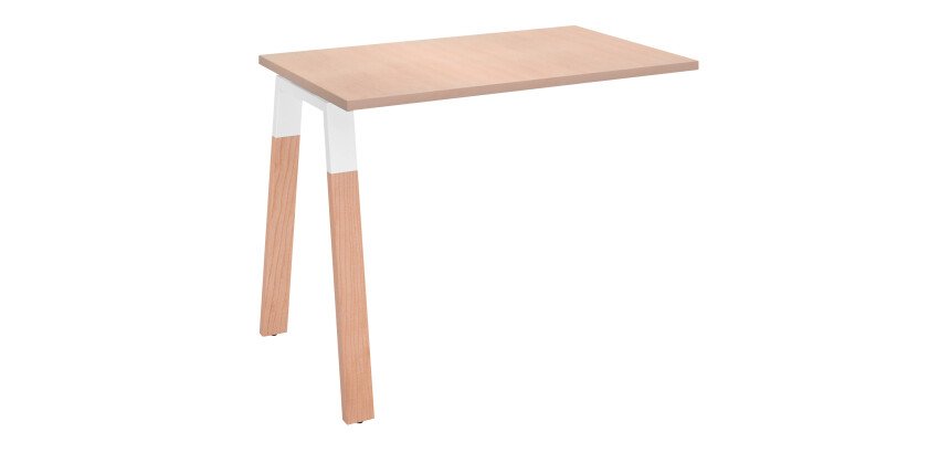 Hangende bijzet Ecla Manager 100 x 60 cm met wit onderstel en afwerking in hout 