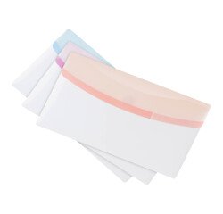 Sobres plásticos portafolios formato chequera Color Dream colores pasteles surtidos Pack de 6 