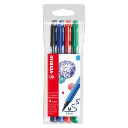 Felt-tipped pen Stabilo Pointmax medium writing - sleeve with 4 classic colors