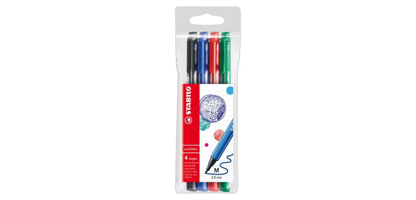 Filzstift Stabilo Pointmax Medium - Hülle mit 4 klassischen Farben
