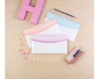 Sobres plásticos portafolios formato chequera Color Dream colores pasteles surtidos Pack de 6 