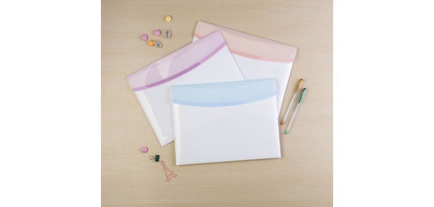 Sobres plásticos portafolios A4 Color Dream colores pasteles surtidos Pack de 6 