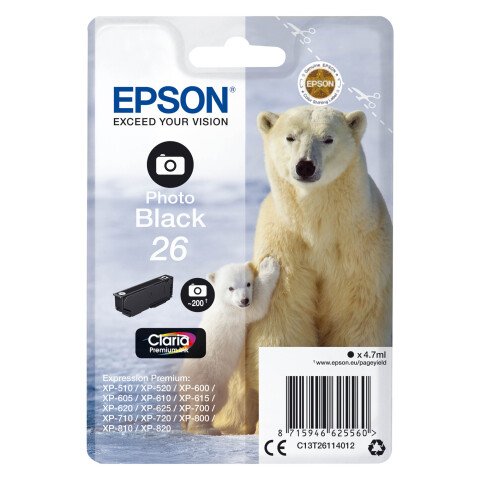 Epson 26 Cartucho original Fotográfico Negro (200 páginas)
