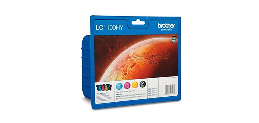 Brother LC1100HY Pack 4 cartuchos originales Alta capacidad negro + tricolor  (900+3 X 750 páginas) 
