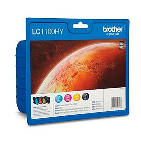 Brother LC1100HY Pack 4 cartuchos originales Alta capacidad negro + tricolor (900+3 X 750 páginas)