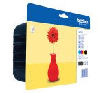 Brother LC121 Pack de 4 cartuchos originales negro + tricolor (4 x 300 páginas) 