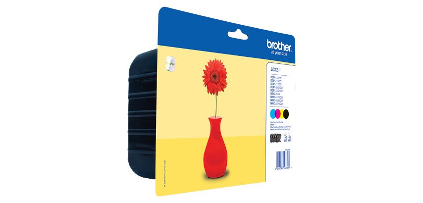 Brother LC121 Pack de 4 cartuchos originales negro + tricolor (4 x 300 páginas) 