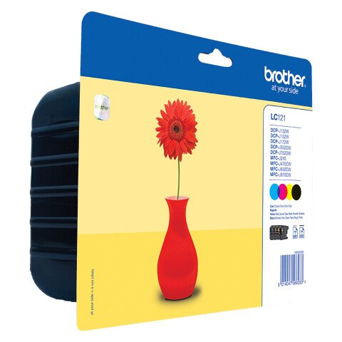 Brother LC121 Pack de 4 cartuchos originales negro + tricolor (4 x 300 páginas)