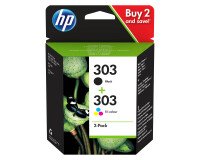 HP 303+303 Pack 2 cartuchos originales negro + tricolor (200 + 3 x 165 páginas)