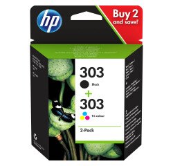 HP 303+303 Pack 2 cartuchos originales negro + tricolor (200 + 3 x 165 páginas)