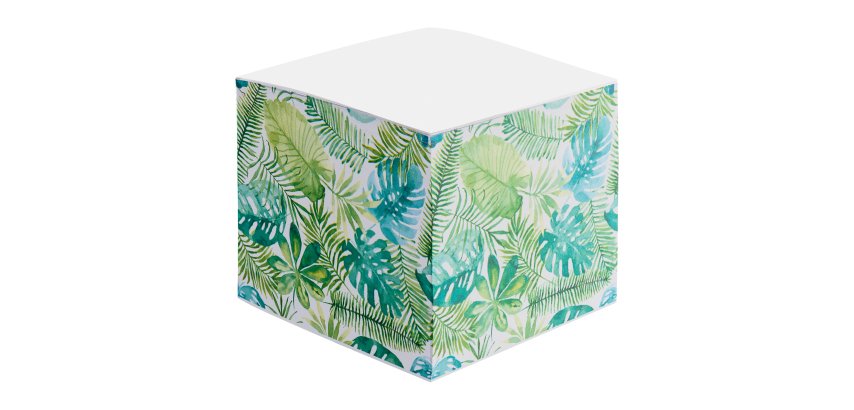 Bloc cube Tropical Bruneau dos encollé 90 x 90 mm - bloc de 600 feuilles