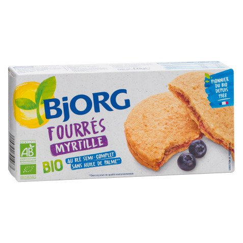 Filled biscuits with blueberries Bio Bjorg - pack of 175 g