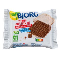 Galettes de riz chocolat noir sans gluten Bio Bjorg x 2 - Étui de 22,5 g