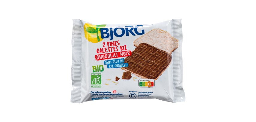 Galettes de riz chocolat noir sans gluten Bio Bjorg x 2 - Étui de 22,5 g
