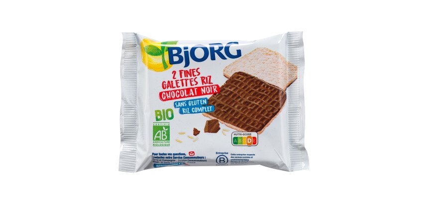 Galettes de riz chocolat noir sans gluten Bio Bjorg x 2 - Étui de 22,5 g