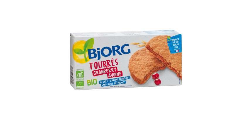 Biscuits à l'avoine fourrés aux cranberries Bjorg - Paquet de 175 g