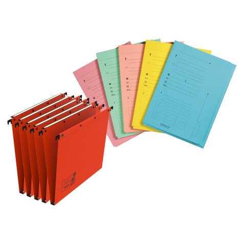 Pack 50 hanging folders for drawers 33 cm kraft Ultimate Elba bottom 15 mm orange + 50 index sleeves free